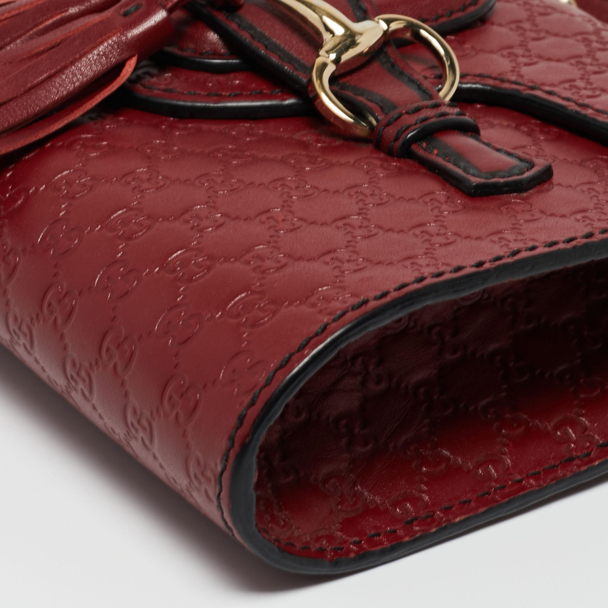 Women's Gucci Burgundy Microguccissima Leather Mini Emily Chain Shoulder Bag
