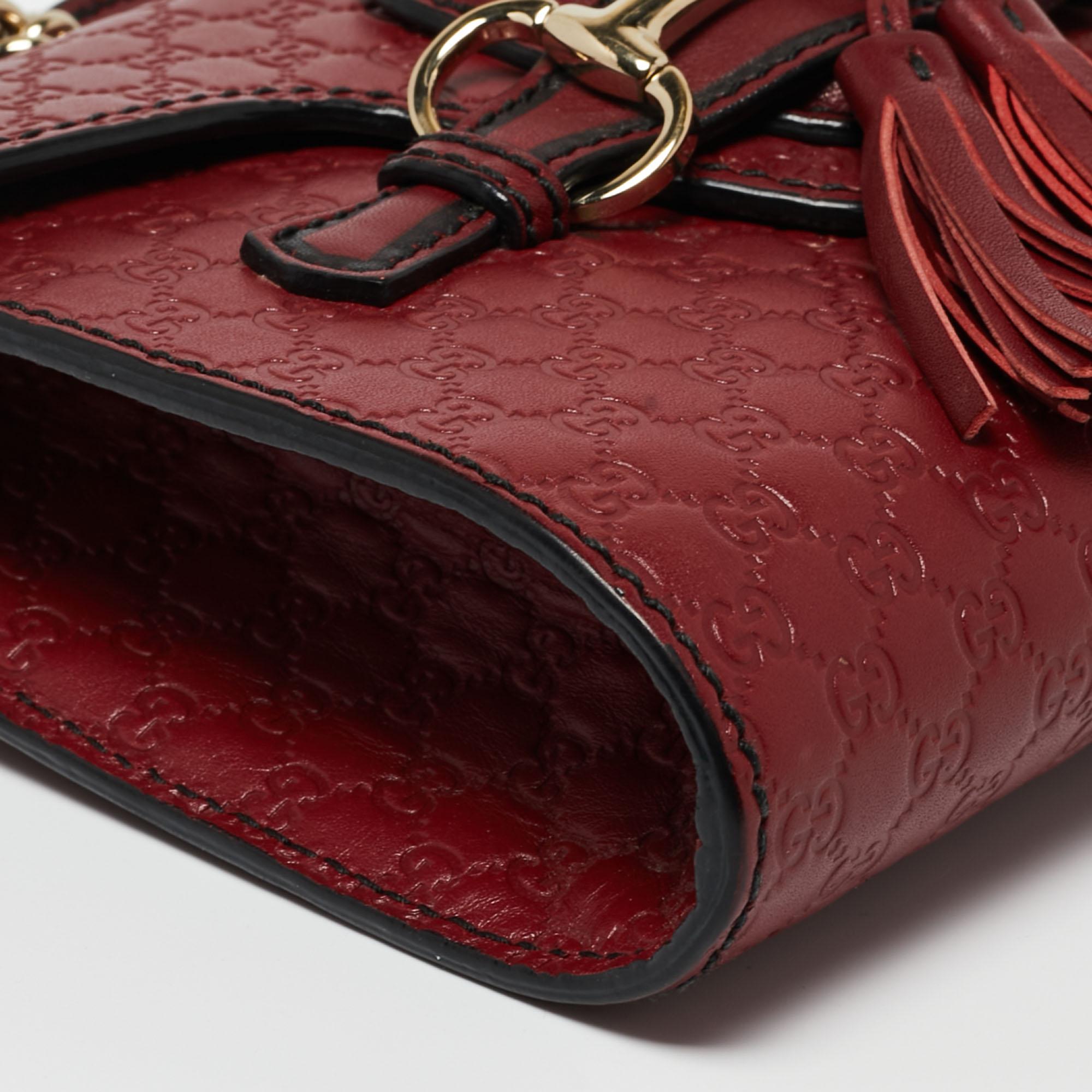 Gucci Burgundy Microguccissima Leather Mini Emily Chain Shoulder Bag 1
