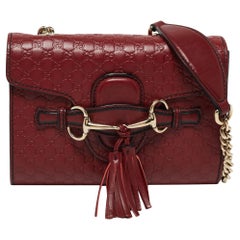 Gucci Burgundy Microguccissima Leather Mini Emily Chain Shoulder Bag