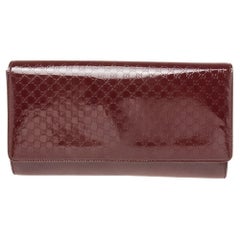 Gucci Burgundy Microguccissima Patent Leather Medium Broadway Clutch