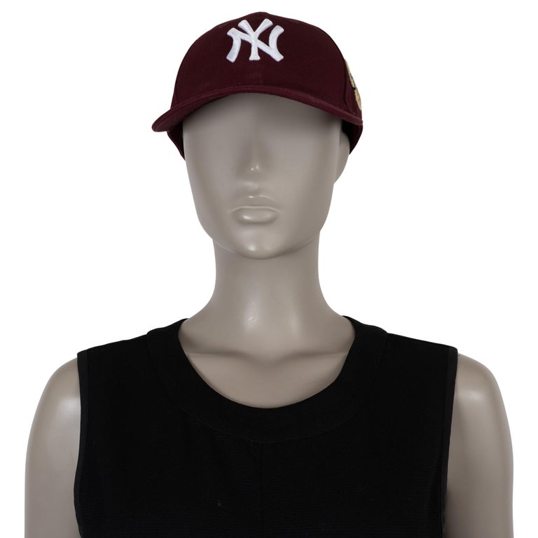 GUCCI burgundy MLB NY YANKEE EMBROIDERED Baseball Cap Hat M  display picture 2