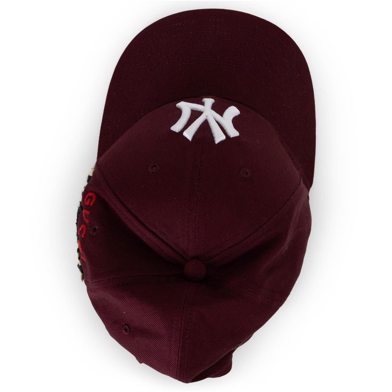 GUCCI burgundy MLB NY YANKEE EMBROIDERED Baseball Cap Hat M  display picture 3
