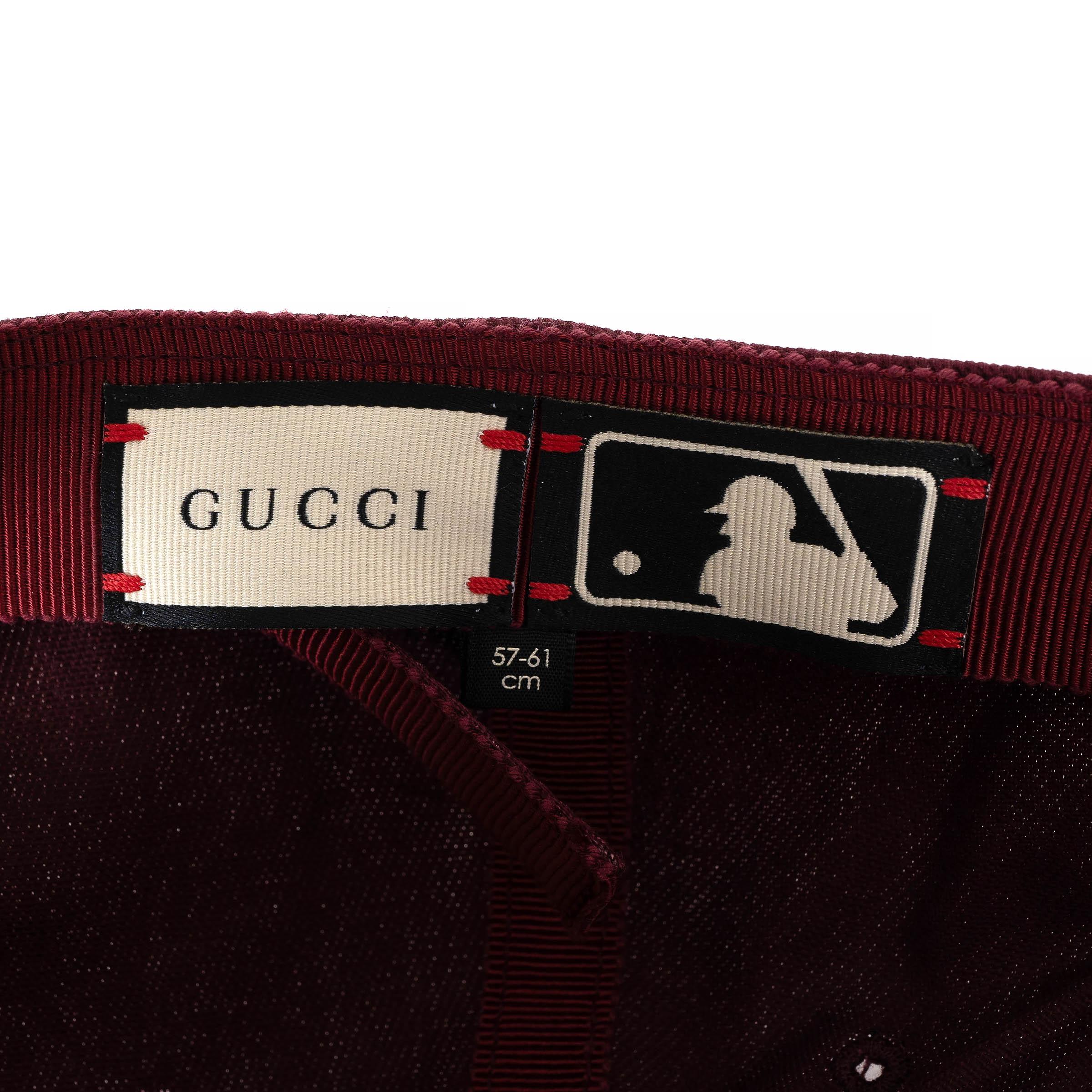 GUCCI burdeos MLB NY YANKEE BORDADO Gorra de béisbol M en venta 2