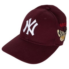 GUCCI burgundy MLB NY YANKEE EMBROIDERED Baseball Cap Hat M