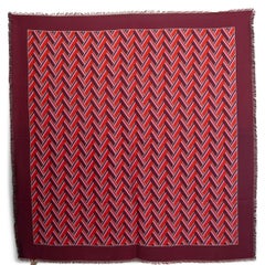 GUCCI burgundy modal GG JACQUARD HERRINGBONE Shawl Scarf