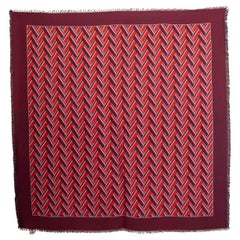 GUCCI burgundy modal GG JACQUARD HERRINGBONE Shawl Scarf