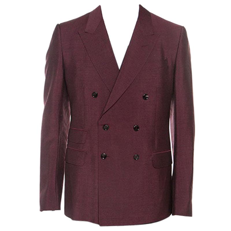 Gucci Burgundy Mohair Blend Double Breasted Blazer XXL