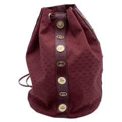 Gucci Burgund Monogramm Canvas Kordelzug Rucksack Umhängetasche