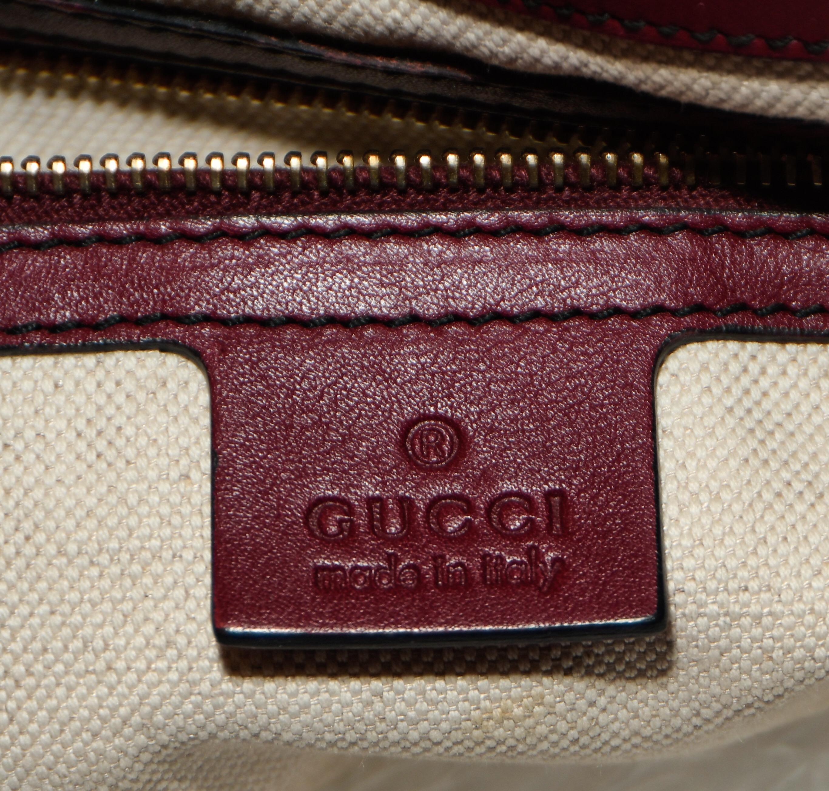 Women's Gucci Burgundy Monogram Embossed Leather Shoulder Bag