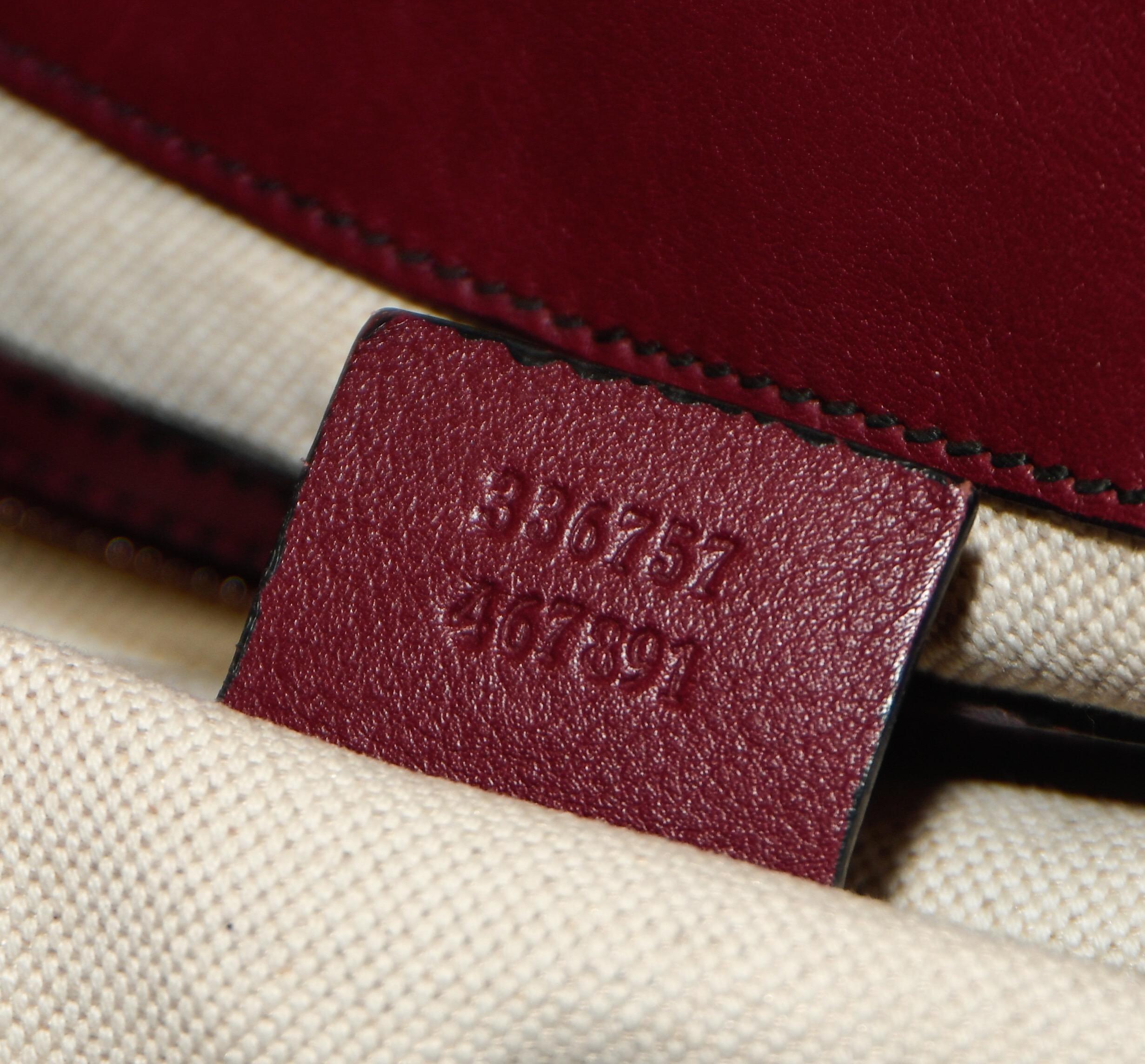 Gucci Burgundy Monogram Embossed Leather Shoulder Bag 1