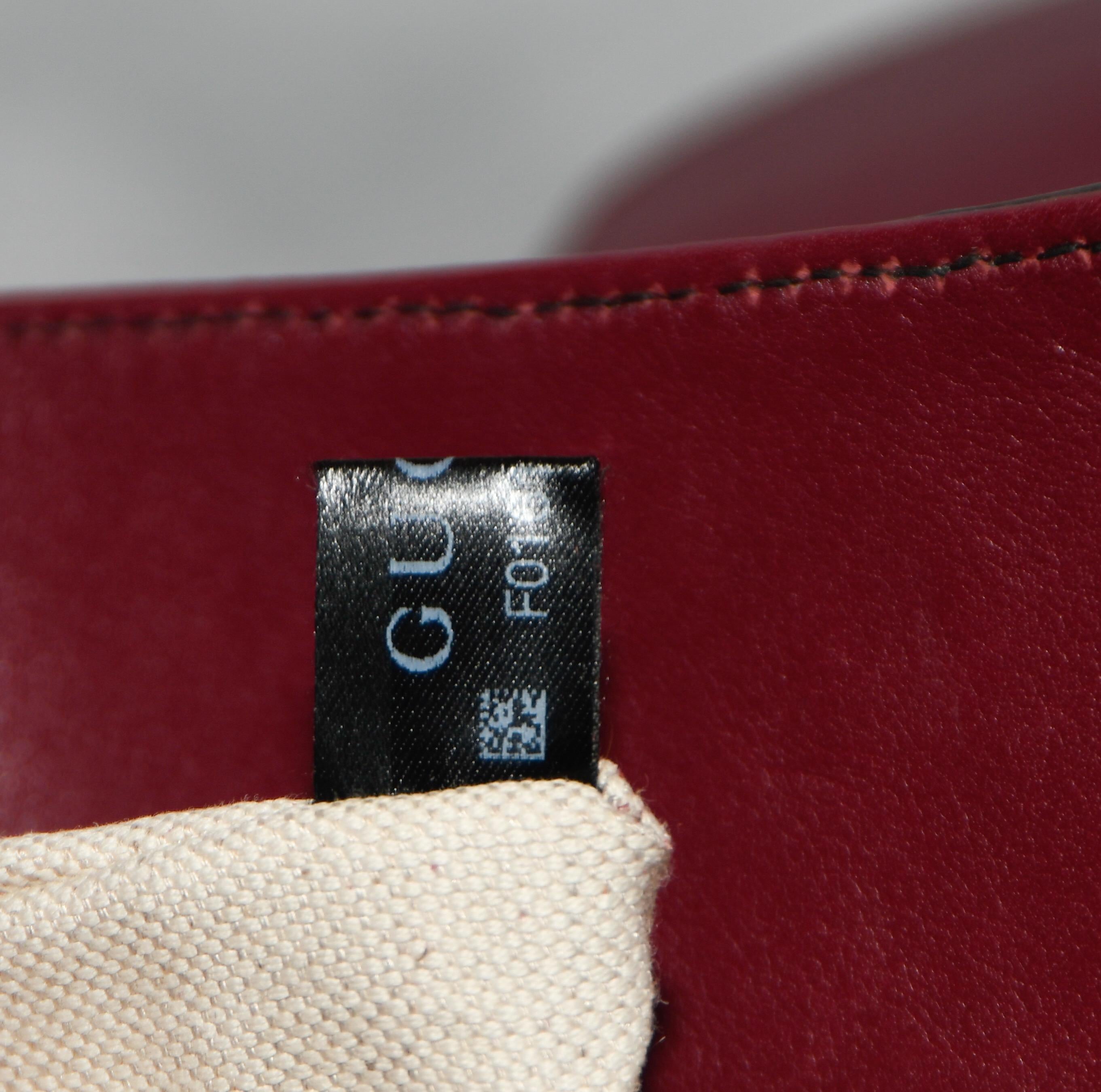 Gucci Burgundy Monogram Embossed Leather Shoulder Bag 2