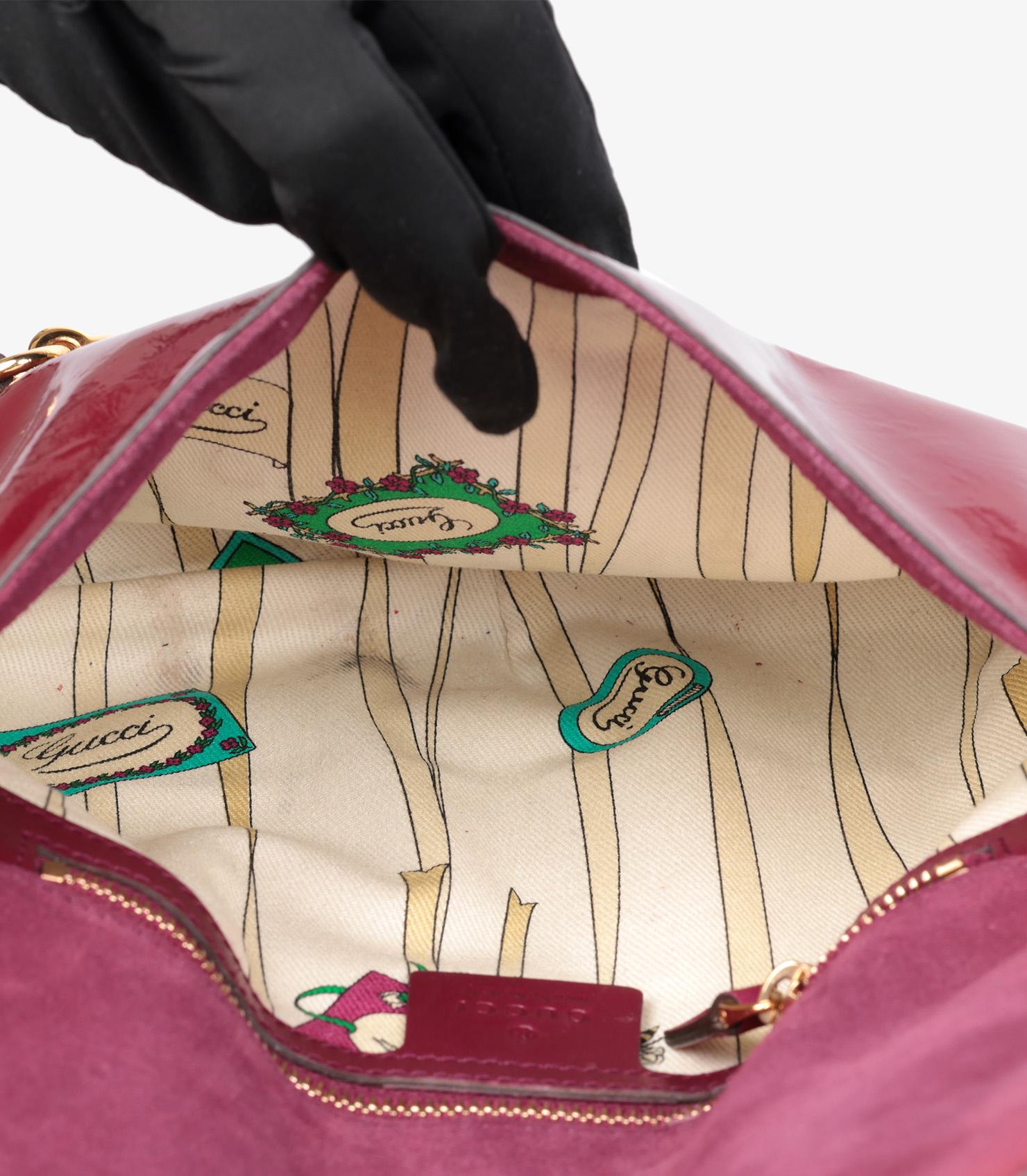 Gucci Burgundy Patent Leather Ancora Wave Flap Bag For Sale 5