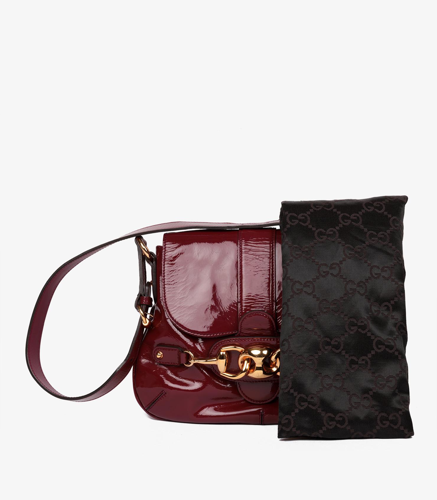 Gucci Burgundy Patent Leather Ancora Wave Flap Bag For Sale 6