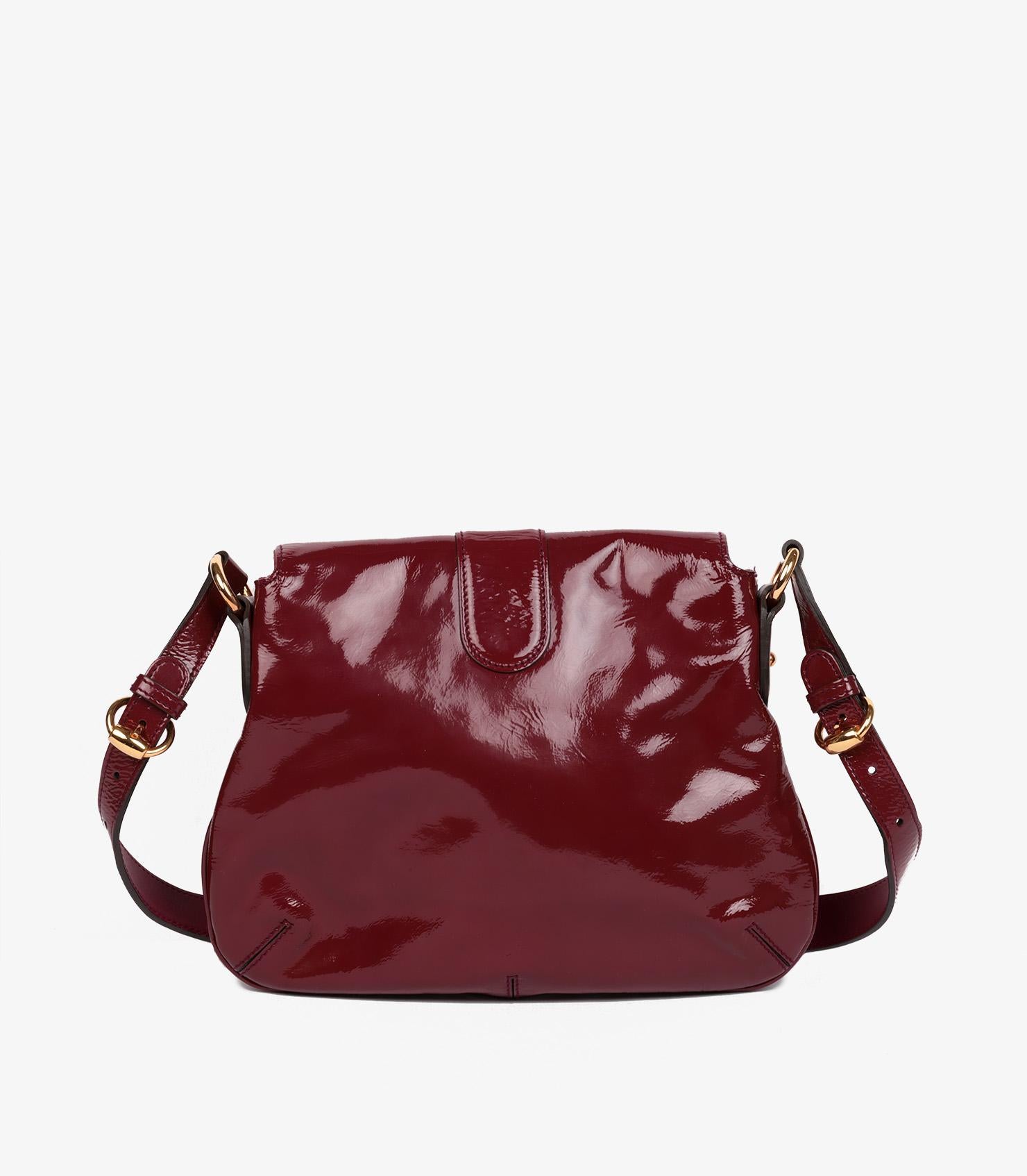 Gucci Burgundy Patent Leather Ancora Wave Flap Bag In Excellent Condition For Sale In Bishop's Stortford, Hertfordshire