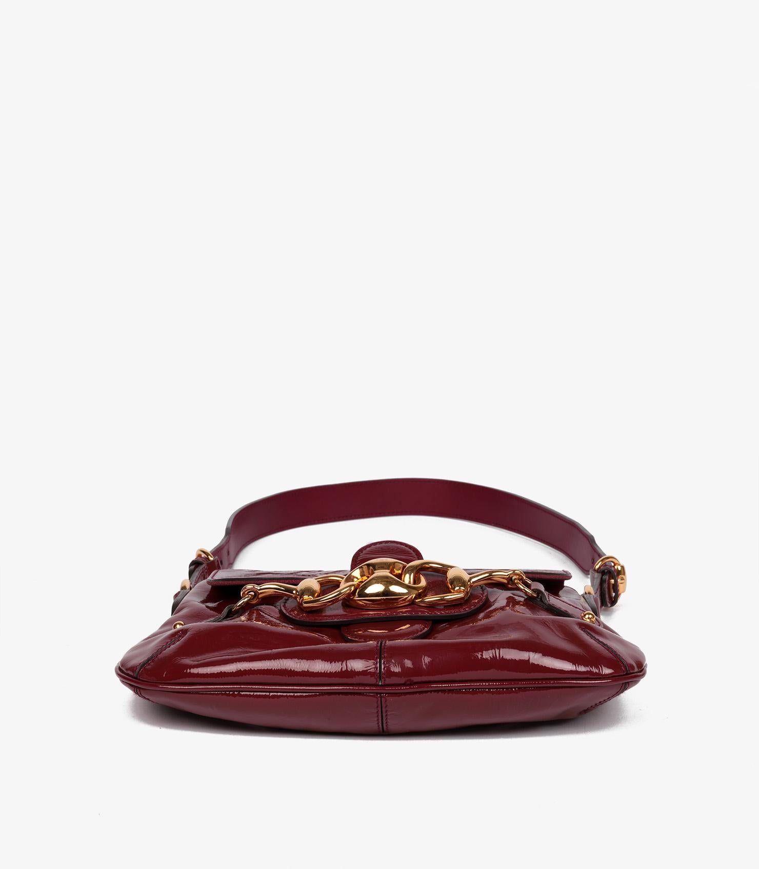 Gucci Burgundy Patent Leather Ancora Wave Flap Bag For Sale 2