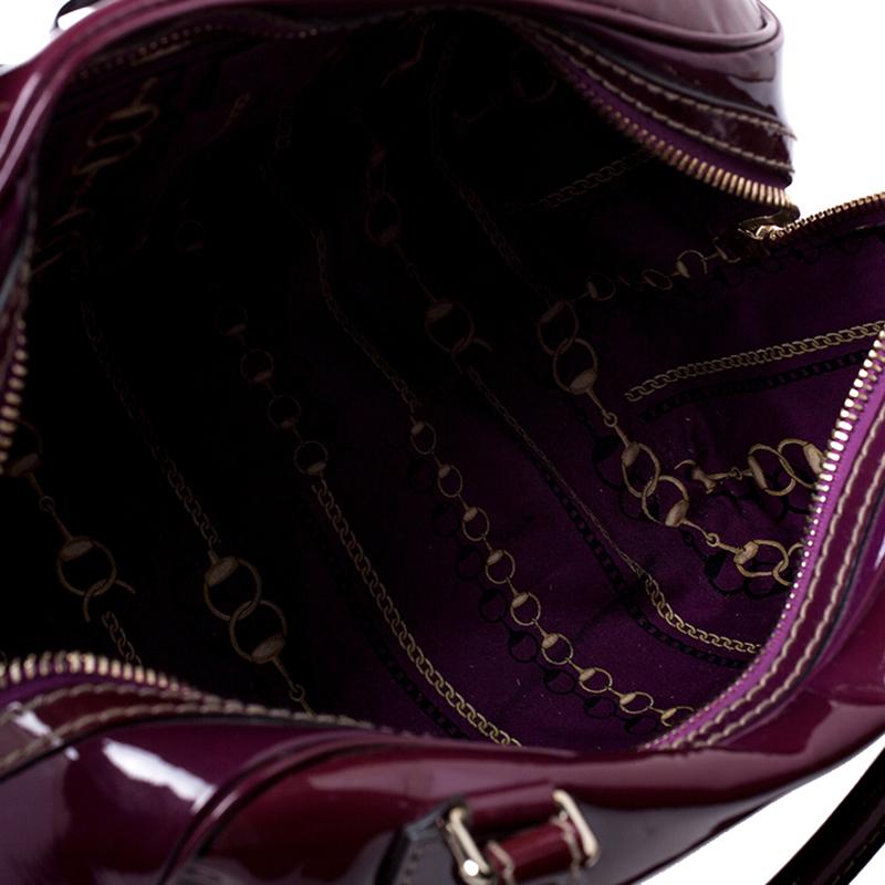 Gucci Burgundy Patent Leather Vanity Bowler Bag 5