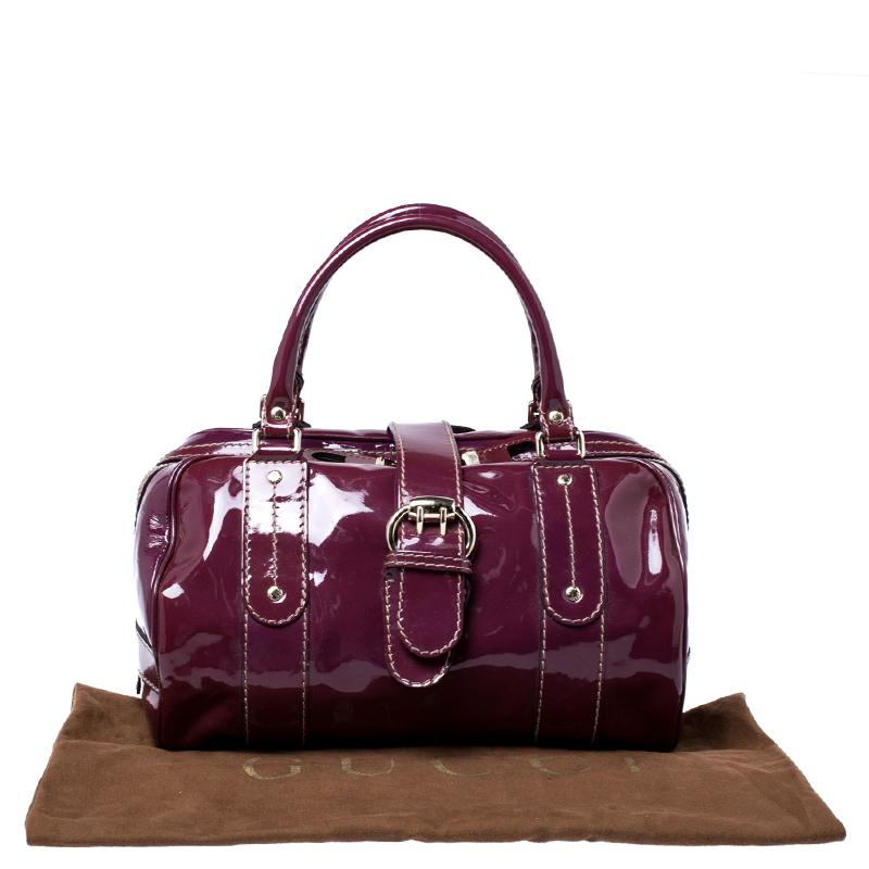 Gucci Burgundy Patent Leather Vanity Bowler Bag 6