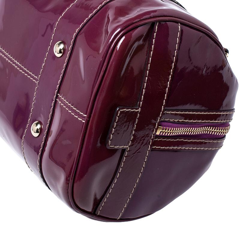 Women's Gucci Burgundy Patent Leather Vanity Bowler Bag