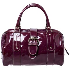 Gucci Burgundy Patent Leather Vanity Bowler Bag