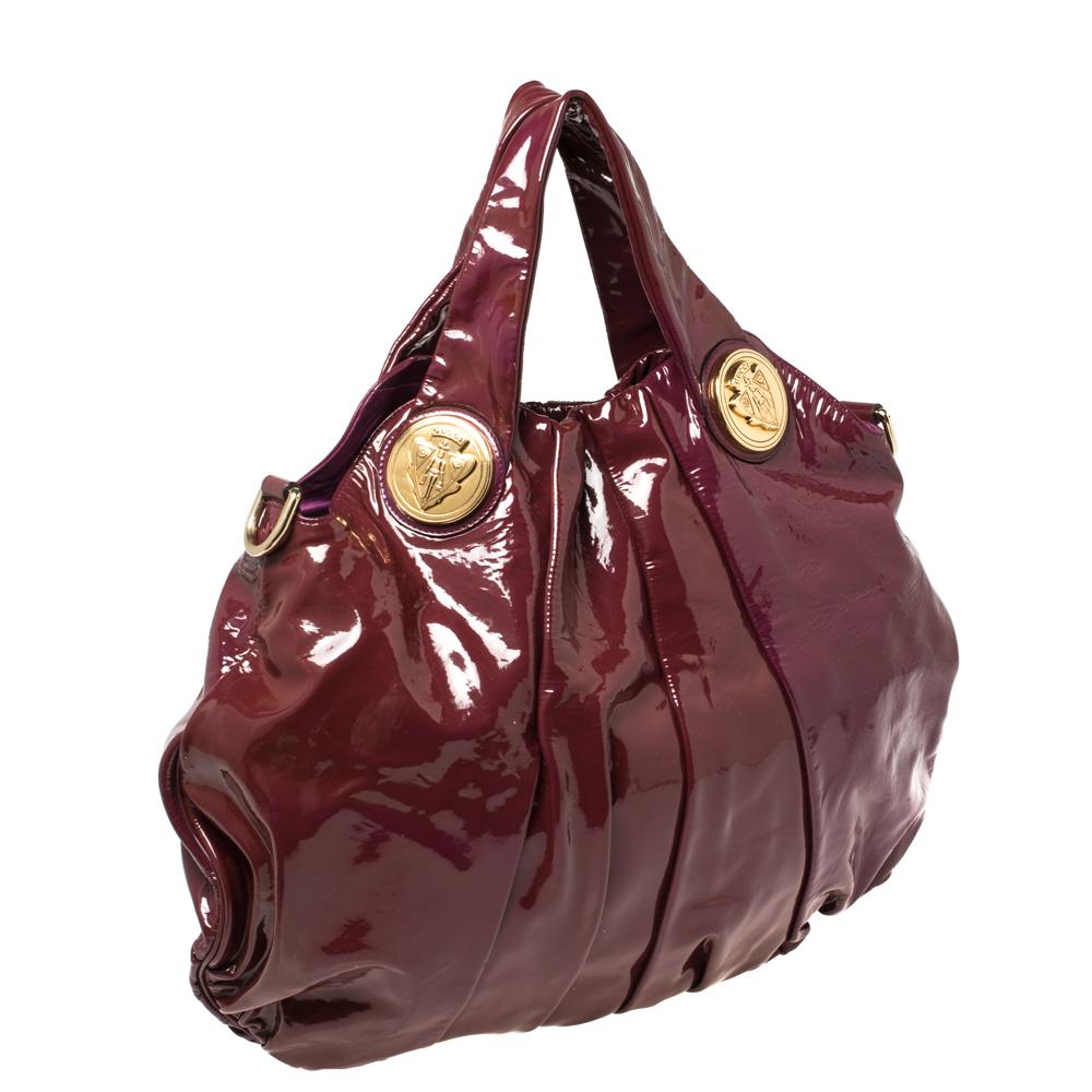 Brown Gucci Burgundy/Purple Patent Leather Large Hysteria Hobo
