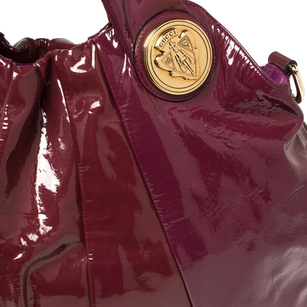 Gucci Burgundy/Purple Patent Leather Large Hysteria Hobo 2
