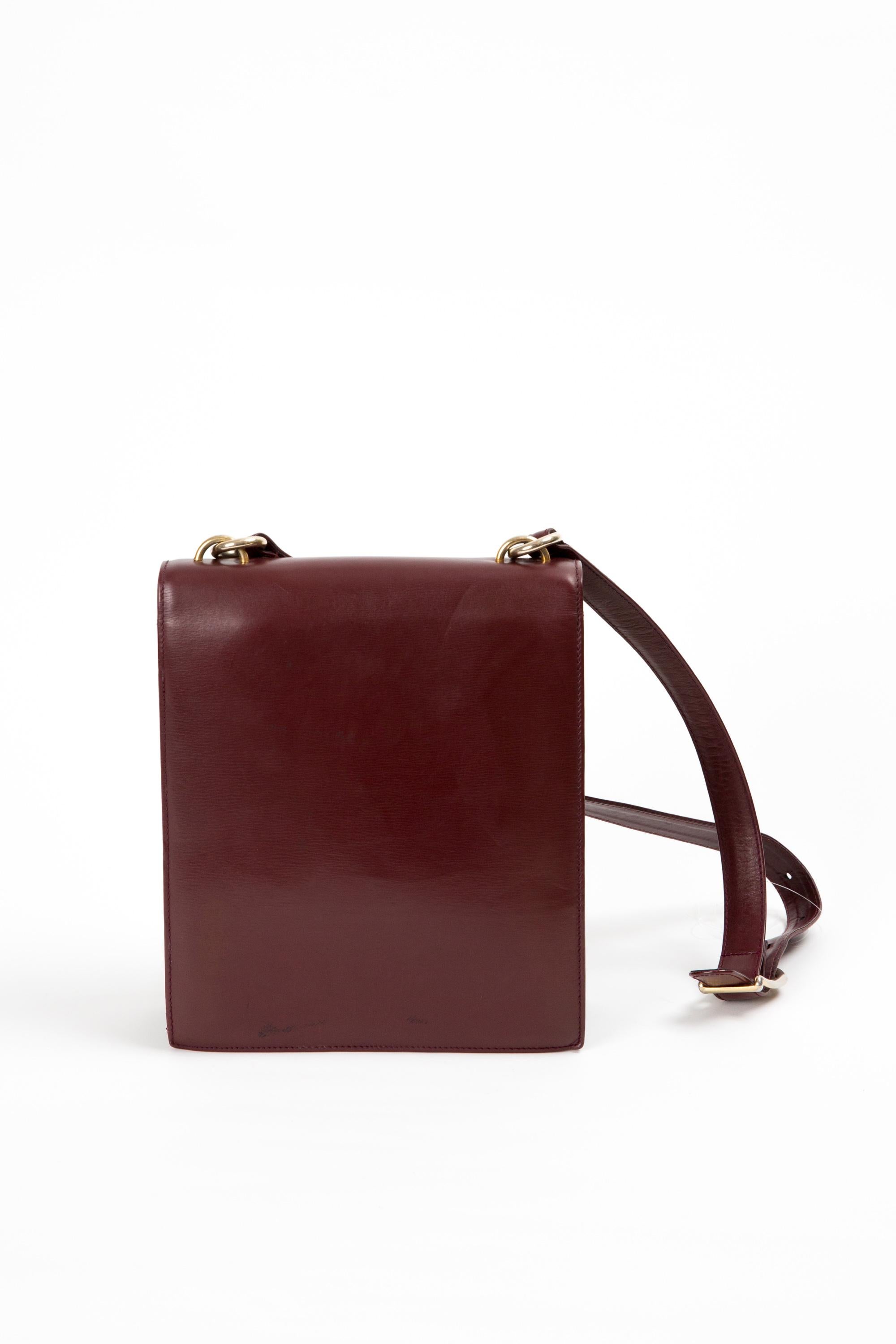 Gucci Burgundy Shoulder Calf Leather bag In Good Condition For Sale In Paris, FR