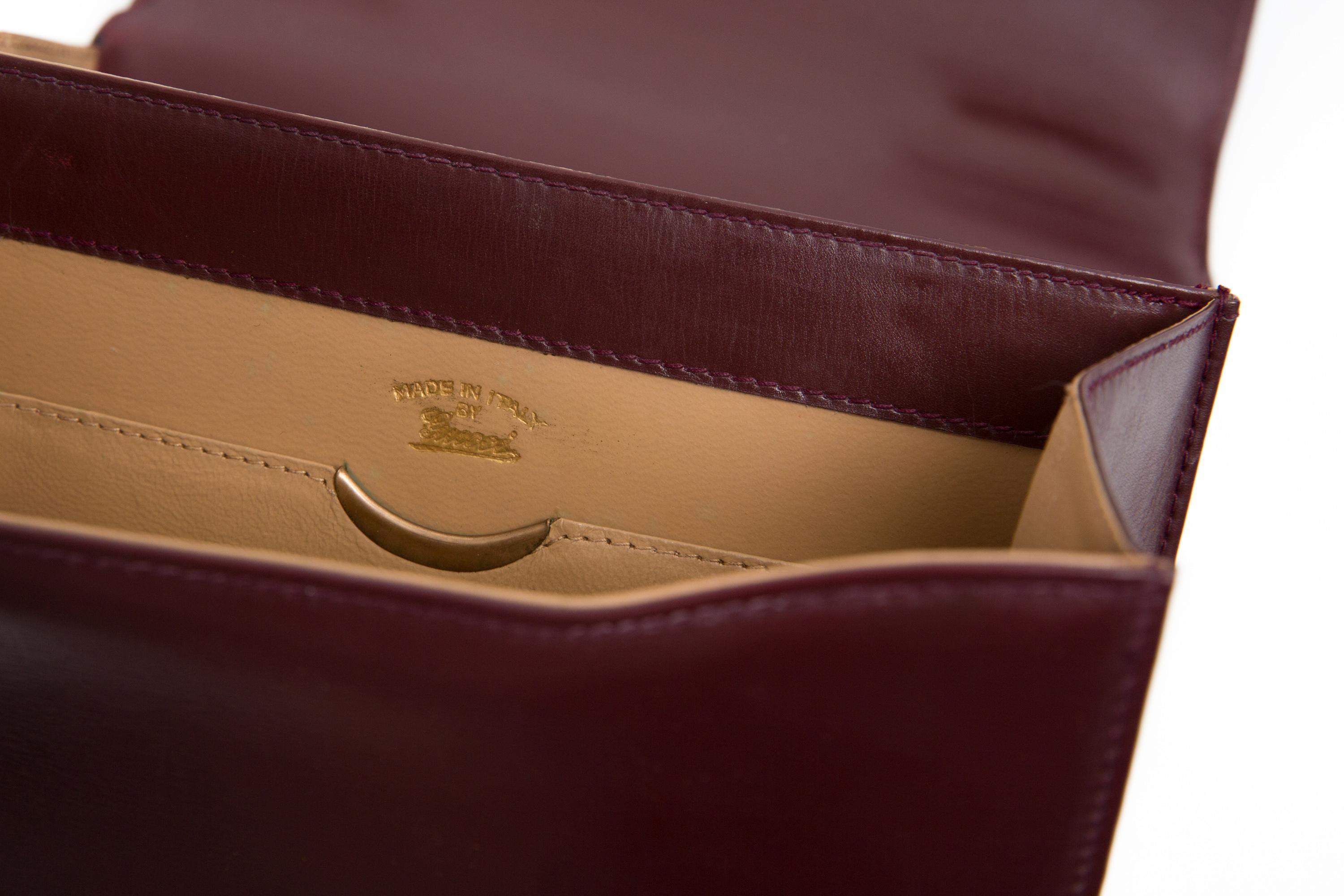 Gucci Burgundy Shoulder Calf Leather bag For Sale 1