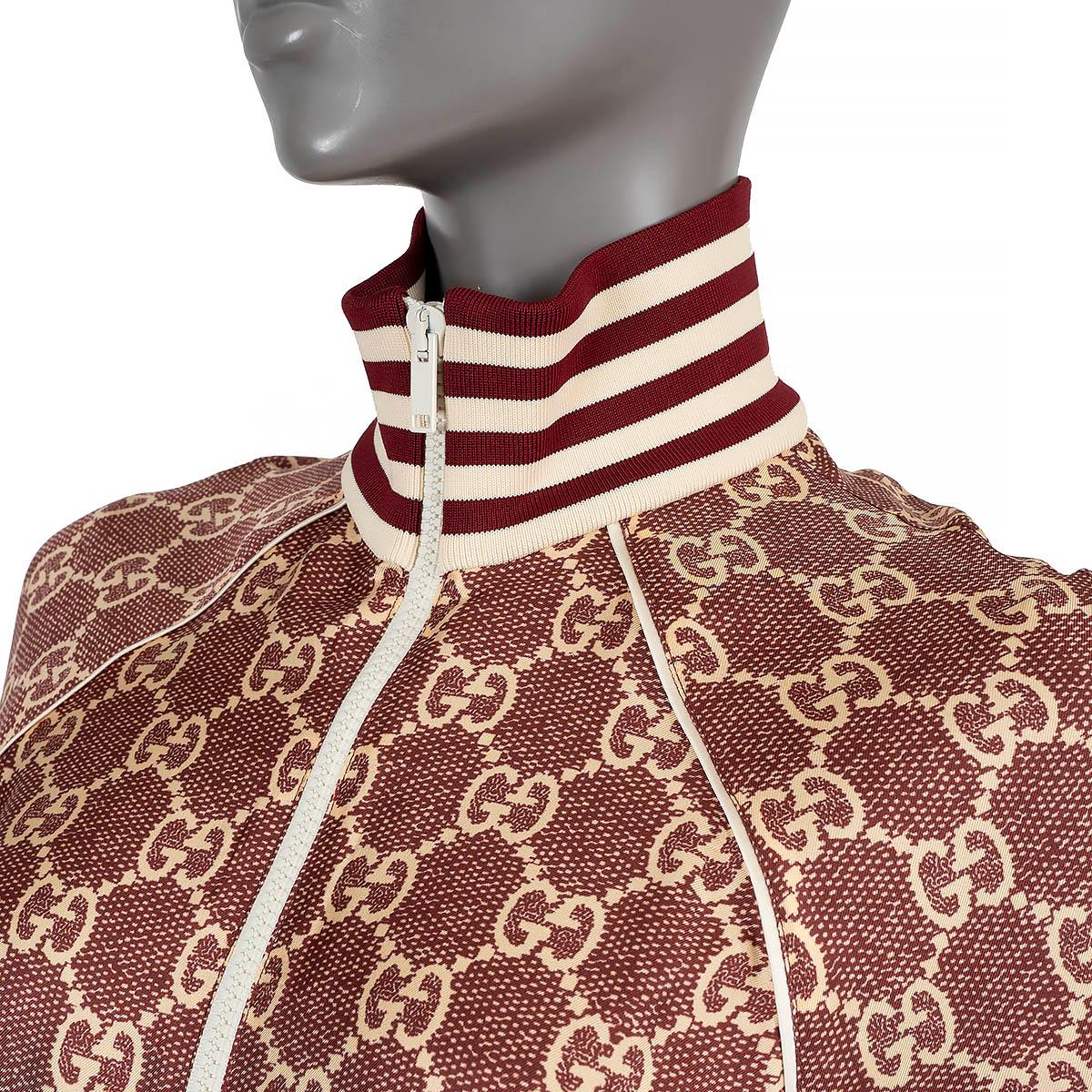 GUCCI burgundy silk 2021 GG SHORT SLEEVE BOMBER Jacket XS 1