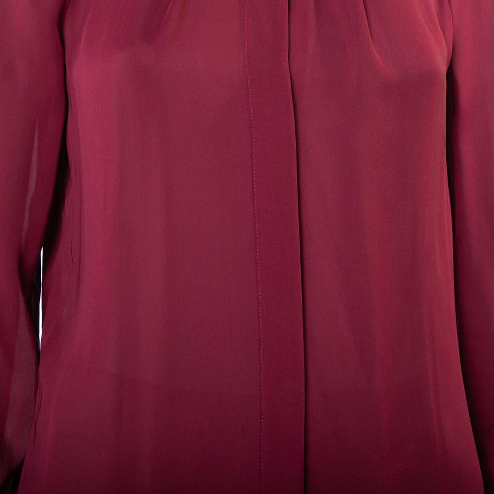 Red Gucci Burgundy Silk Button Front Shirt M