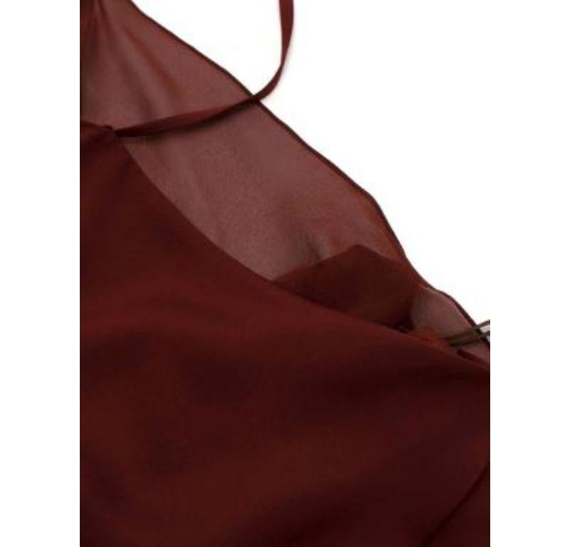 Gucci Burgundy Silk Crepe & Chiffon Wrap Camisole For Sale 4