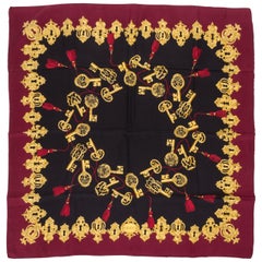 Gucci Burgundy Silk Twill Key Scarf