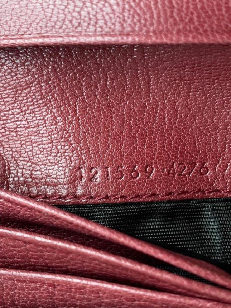 Red Gucci Burgundy Soho Studded Gg Compact Leather 20g69 Wallet For Sale