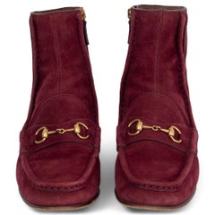 GUCCI burgundy suede 2014 FRINGED HORSEBIT LOAFER Boots Shoes 37.5