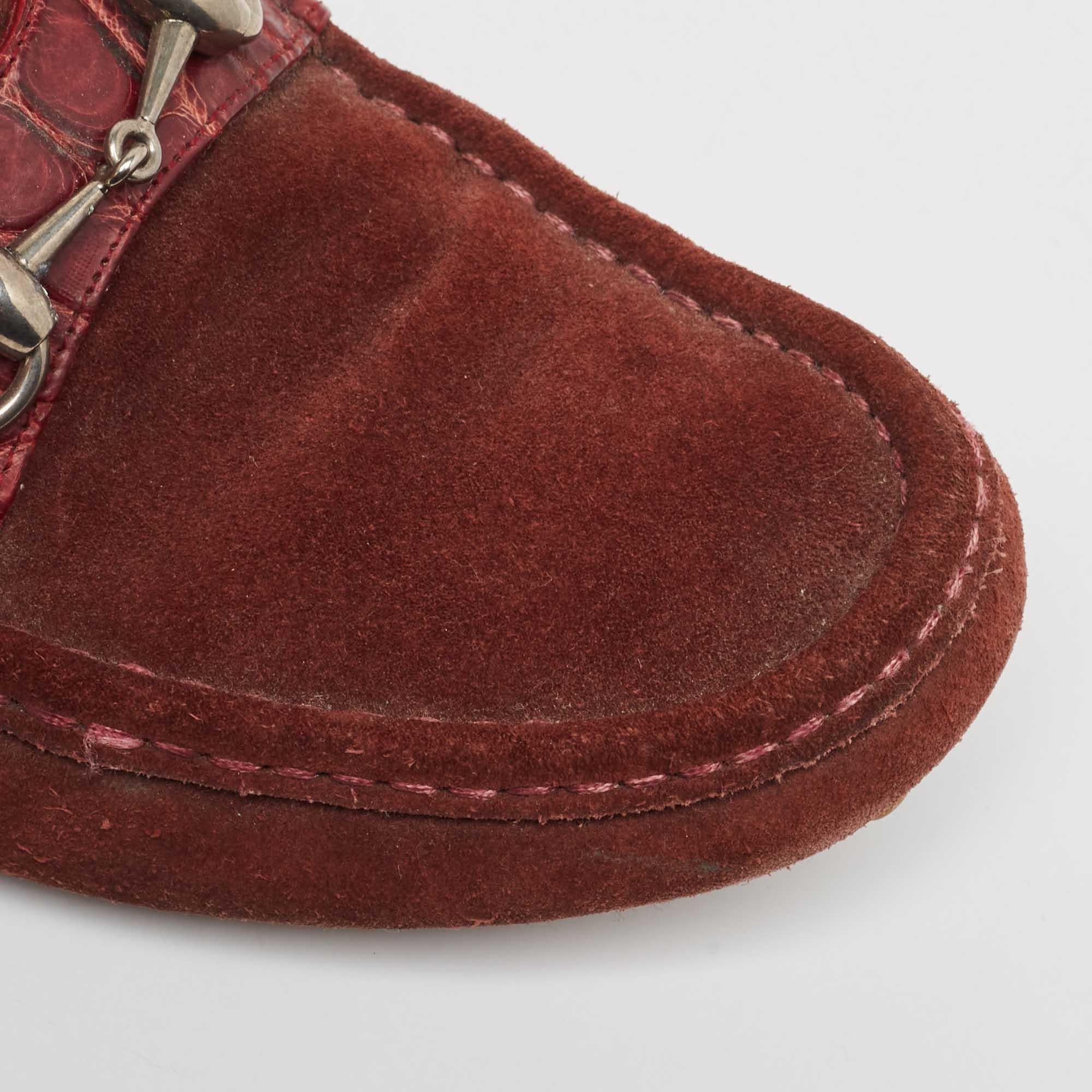 Gucci Burgundy Suede Slip On Loafers Size 43 3