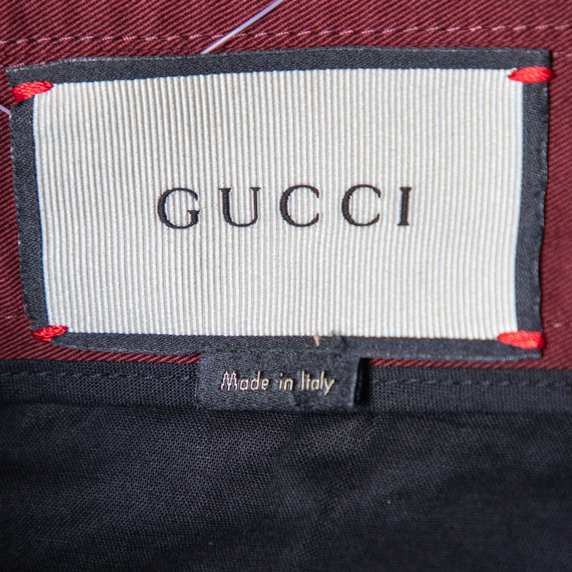 Slim Fit Gucci Hose aus gebrannter Maroon-Baumwolle M 2