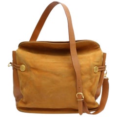 Gucci Burnt Orange Flap Over Shoulder 868421 Suede Leather Weekend/Travel Bag