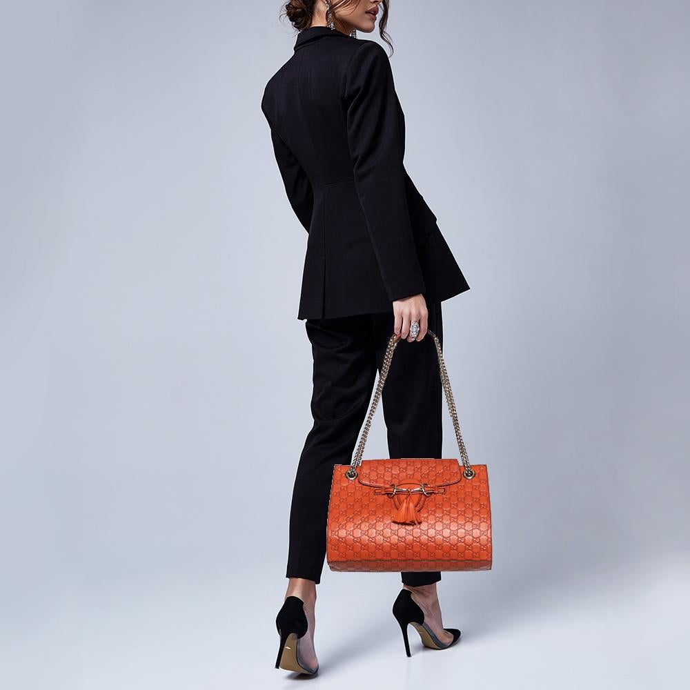 Red Gucci Burnt Orange Guccissima Leather Large Emily Chain Shoulder Bag