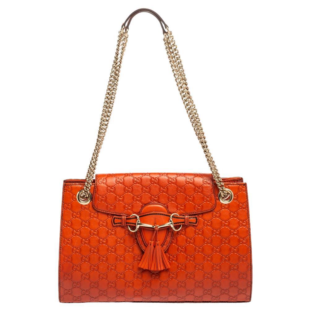 Gucci Burnt Orange Guccissima Leather Large Emily Chain Shoulder Bag