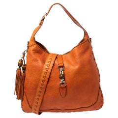 Gucci Burnt Orange Leather Large Bamboo New Jackie Hobo