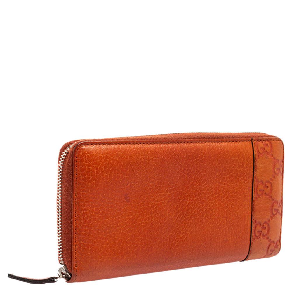 Gucci Burnt Orange Microguccissima Leather Zip Around Continental Wallet For Sale 7