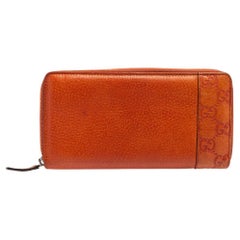 Gucci Burnt Orange Microguccissima Leather Zip Around Continental Wallet