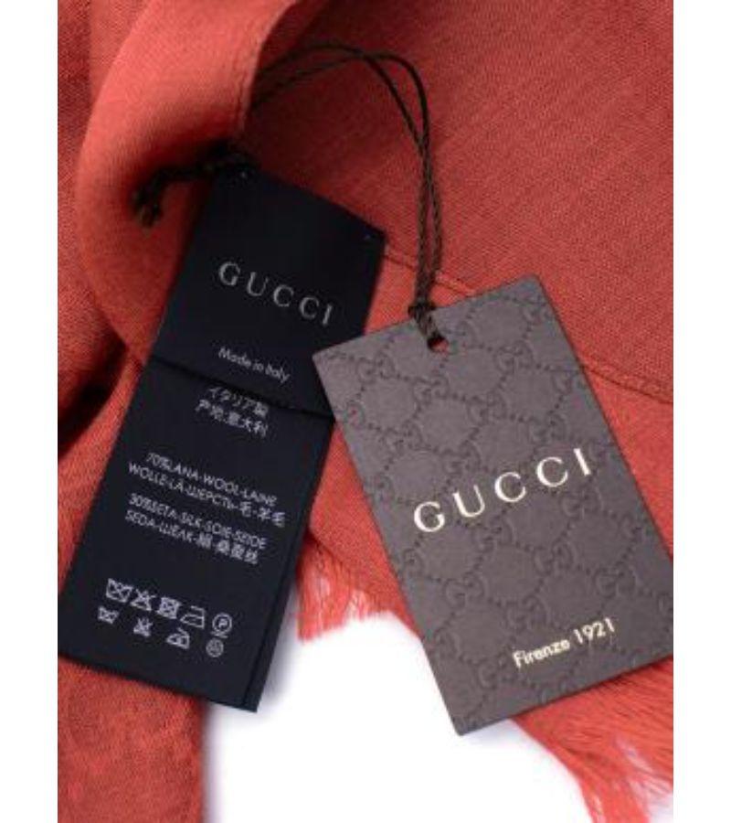 Gucci Burnt Orange Wool & Silk Monogram Scarf For Sale 2