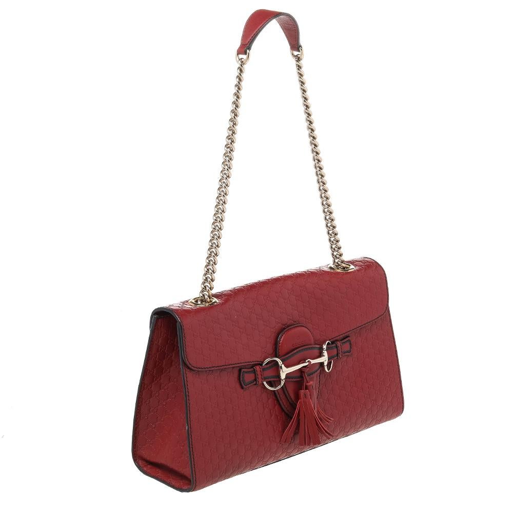 Gucci Burnt Red Micro Guccissima Leather Medium Emily Shoulder Bag In Good Condition In Dubai, Al Qouz 2