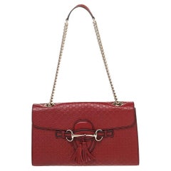 Gucci Burnt Red Micro Guccissima Leather Medium Emily Shoulder Bag