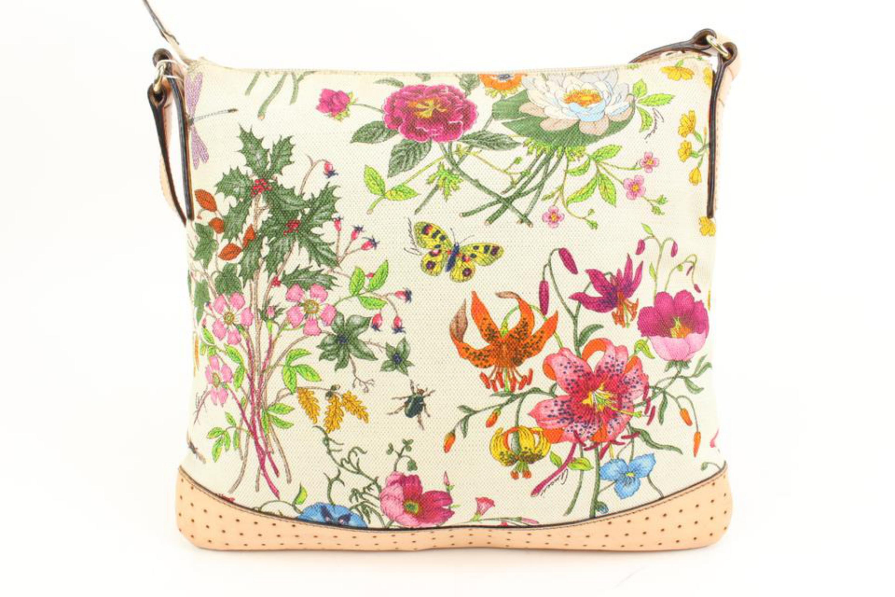 Women's Gucci Butterfly Floral Perforated Leather Messenger Crossbody 85g317s