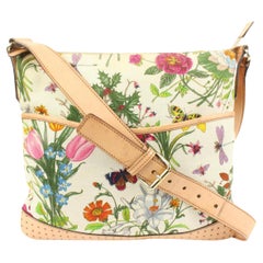 Gucci Butterfly Floral Perforated Leather Messenger Crossbody 85g317s