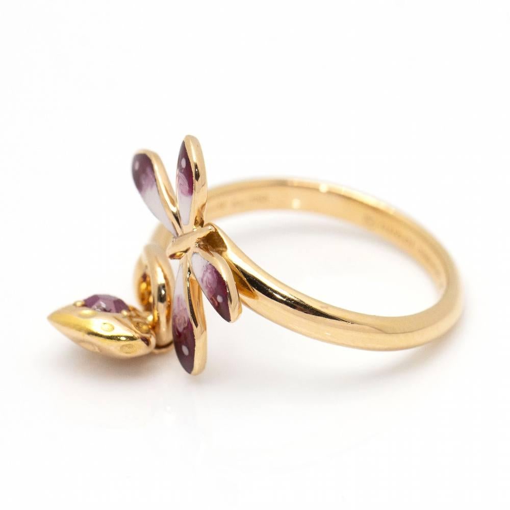 GUCCI Butterfly Ring in Gold and Enamel In New Condition For Sale In BARCELONA, ES