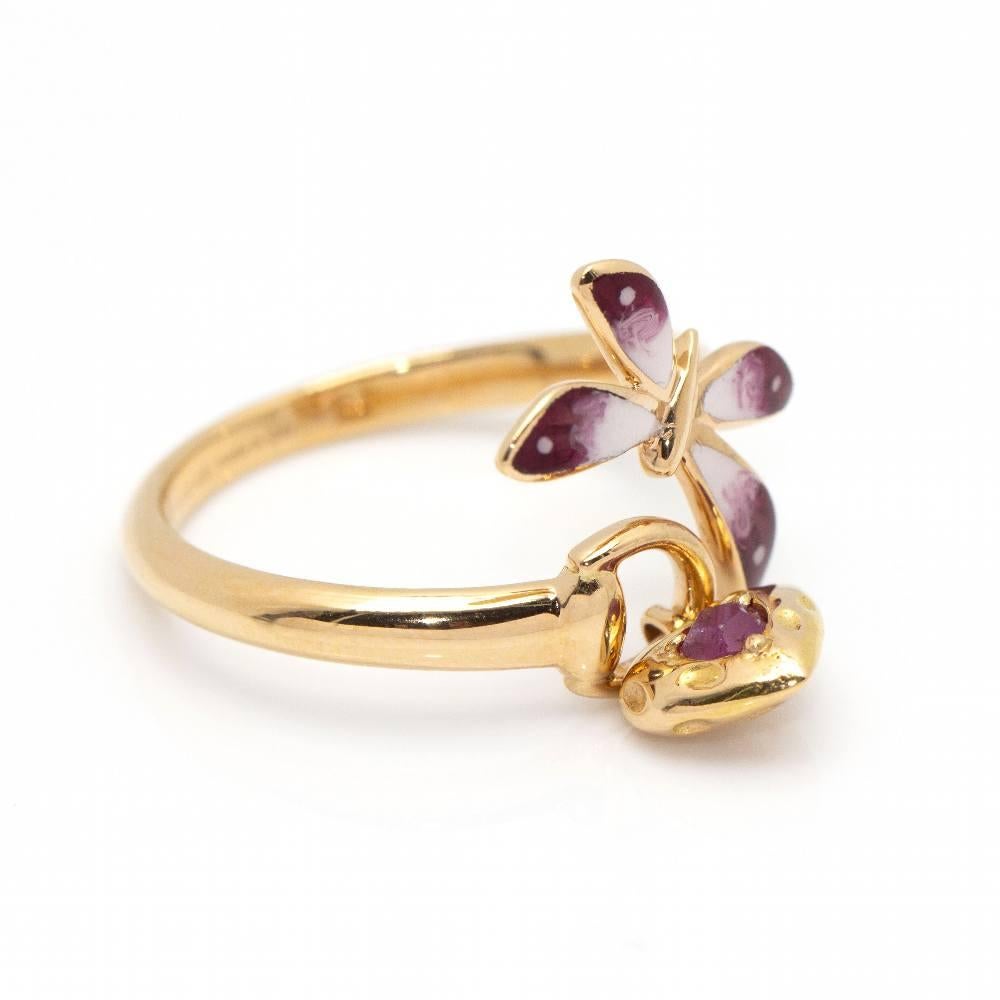 GUCCI Butterfly Ring in Gold and Enamel For Sale 1