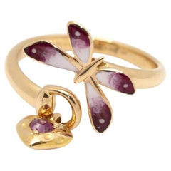 GUCCI Butterfly Ring in Gold and Enamel