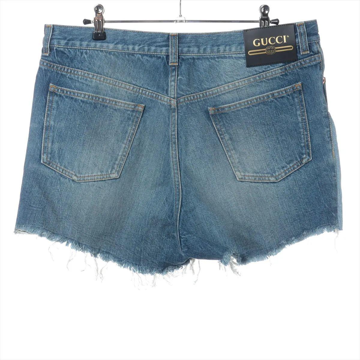 Grigio Gucci Button-down Cotton DenimShort Pant Blu in vendita